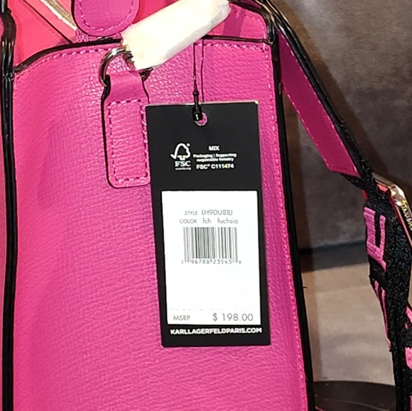 NWT KARL LAGERFELD PARIS MAYBELLINE  LEATHER TWO-WAY TOTE W/ RARE LOVE LETTER - Picture 15 of 16